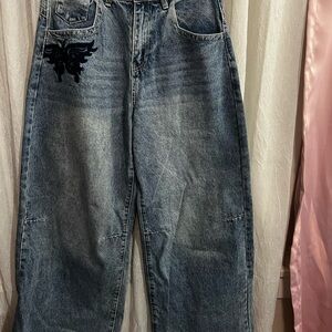 Dance & Marvel Blue Denim with Black Embroidery